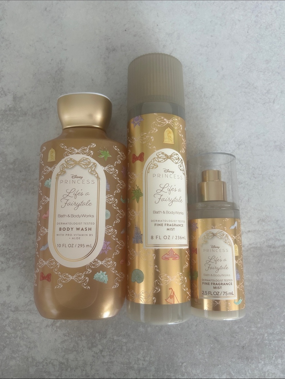 Bath & Body Works Disney Princess "Life's a Fairytale" Gold Body & Fragrance Set